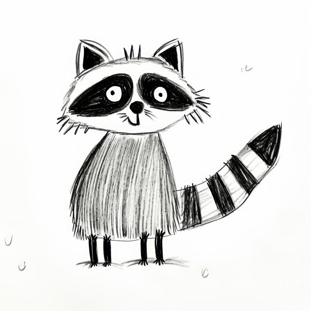 Raccoon raccoon drawing animal. AI generated Image by rawpixel.