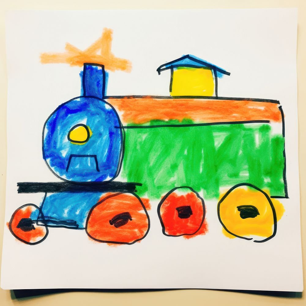 Train painting drawing sketch. AI generated Image by rawpixel.