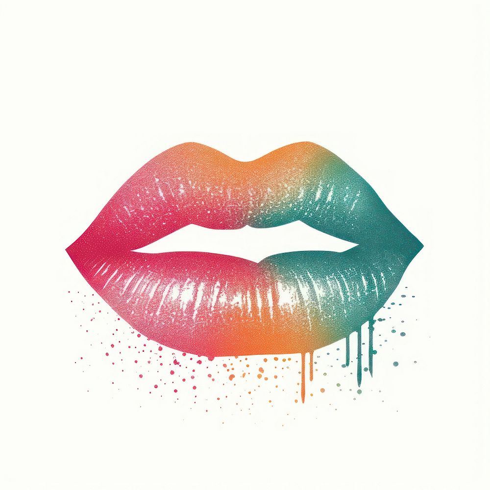 Mouth lipstick white background creativity. AI generated Image by rawpixel.