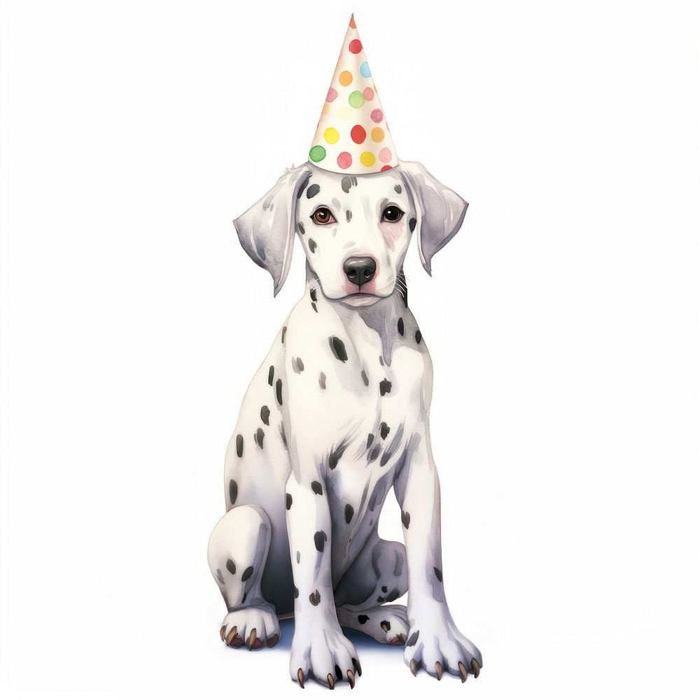 Dog wearing a birthday dog dalmatian cartoon. AI generated Image by rawpixel.