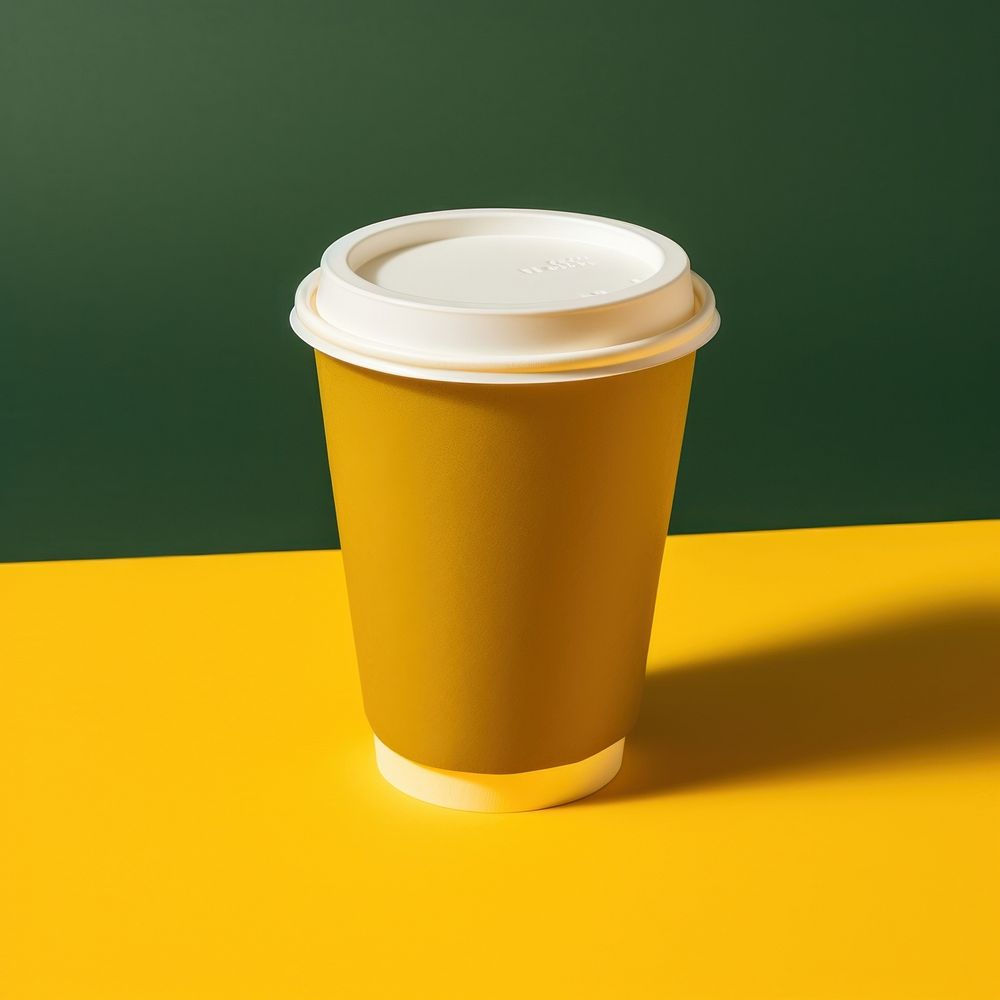 Coffee cup yellow mug yellow background. AI generated Image by rawpixel.