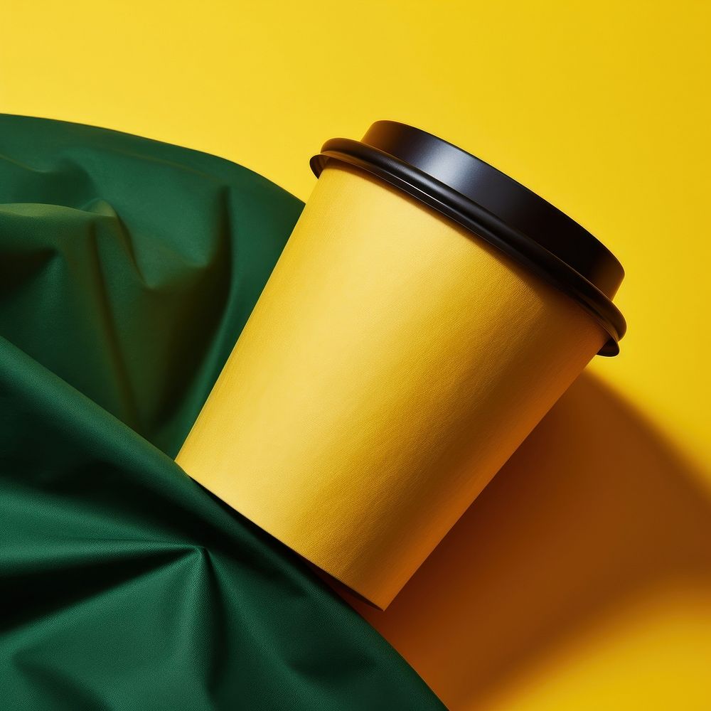 Coffee cup yellow yellow background refreshment. AI generated Image by rawpixel.