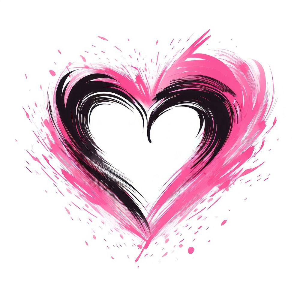 Pink heart shape drawing sketch white background. AI generated Image by rawpixel.