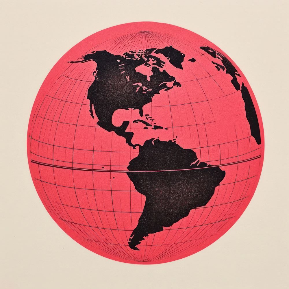 A globe planet space red. AI generated Image by rawpixel.