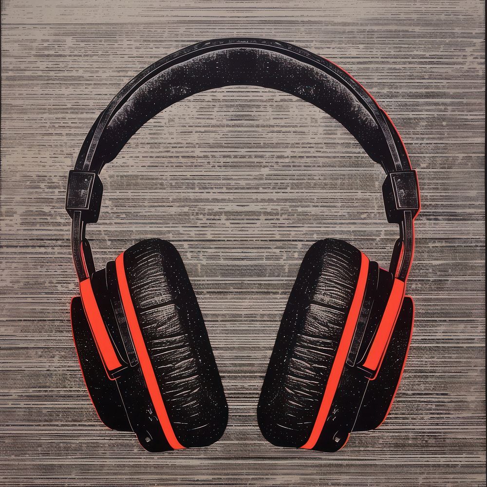 A headphones headset black red. AI generated Image by rawpixel.