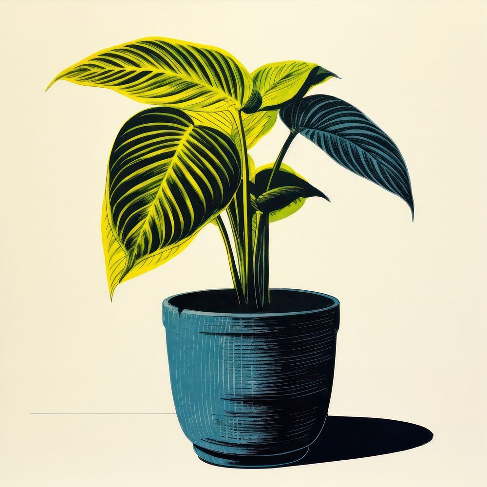 Calathea in pot yellow plant leaf. AI generated Image by rawpixel.
