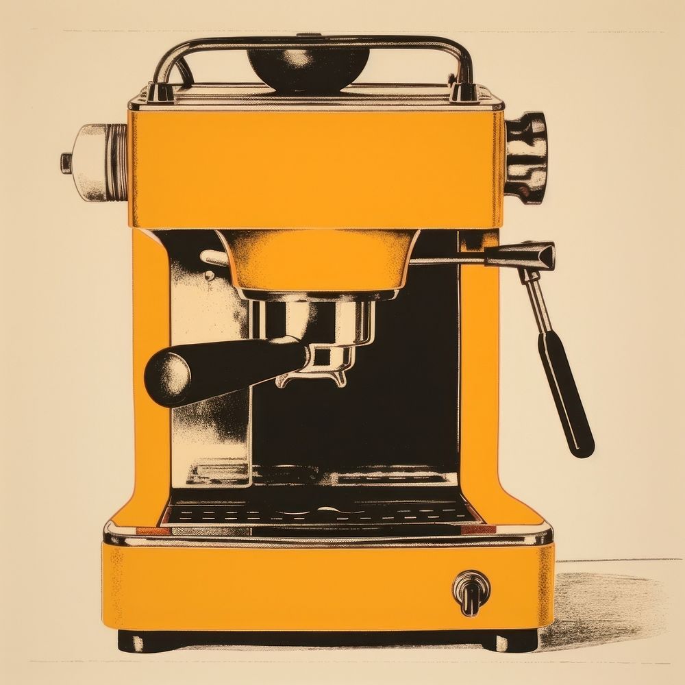 Espresso machine yellow coffeemaker technology. 