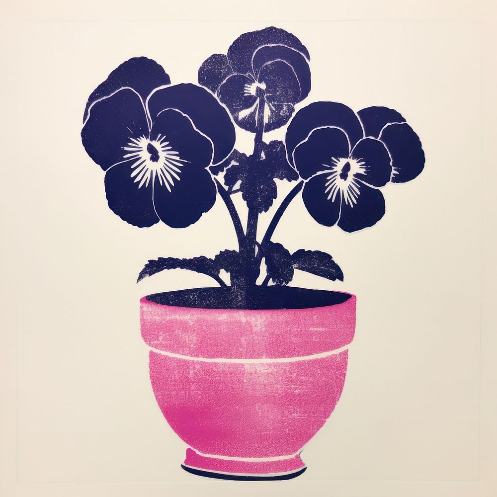 Pansy in pot flower purple plant. AI generated Image by rawpixel.