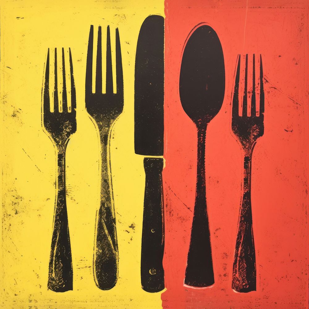 Utensils yellow knife spoon. AI generated Image by rawpixel.