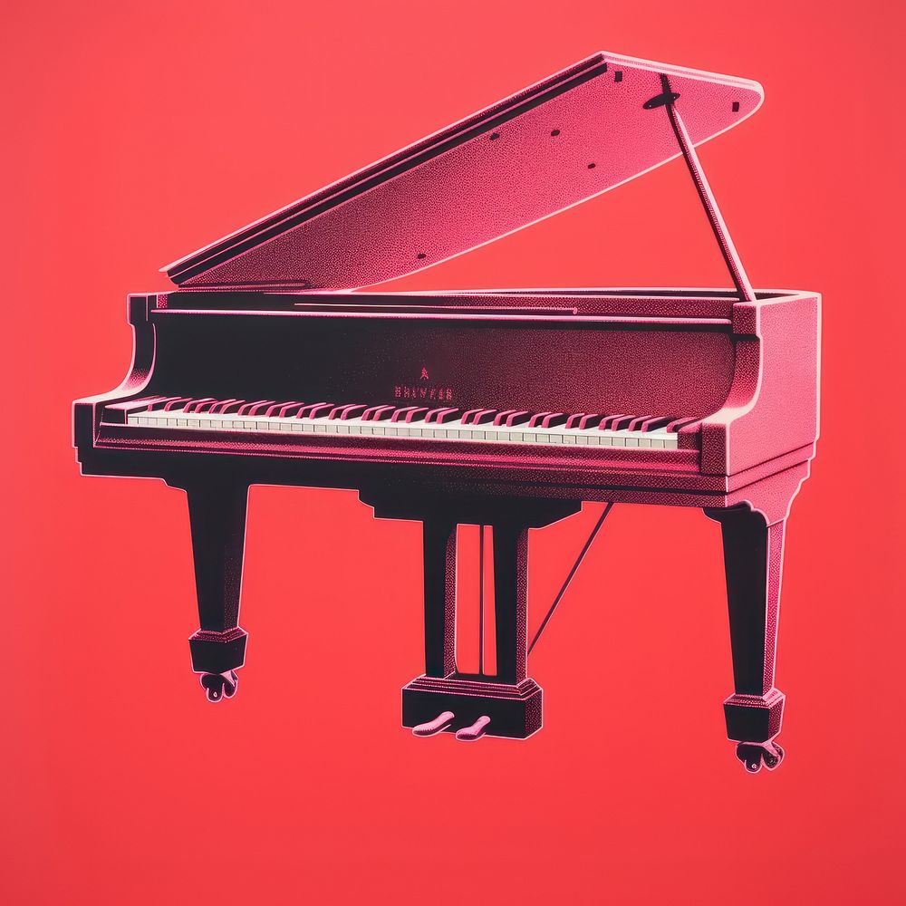 Piano keyboard pink red. AI generated Image by rawpixel.