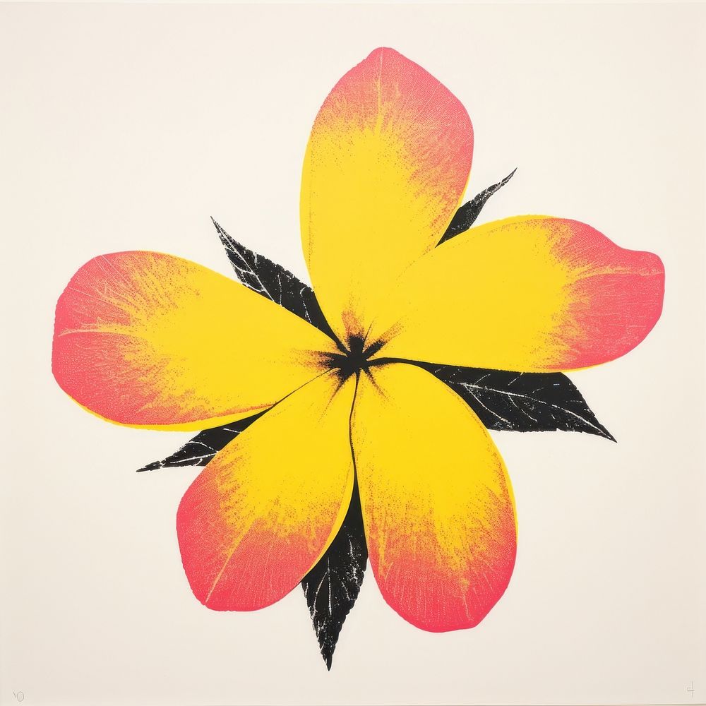 Plumeria flower graphics yellow petal. AI generated Image by rawpixel.