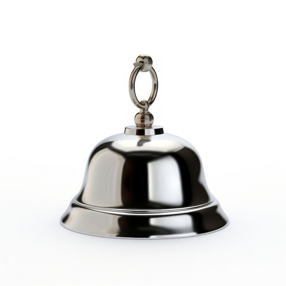 Chrome bell for the hotel white background keychain lighting. AI generated Image by rawpixel.