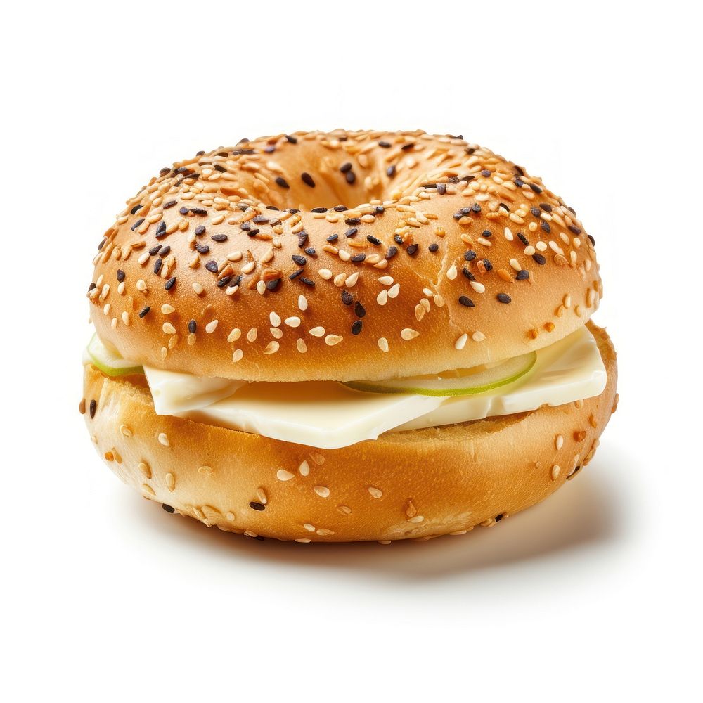 Bagel sandwich bread food white background. AI generated Image by rawpixel.