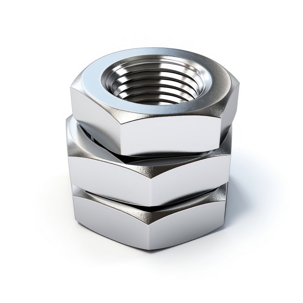 Hex nuts stainless steel silver wheel white background. AI generated Image by rawpixel.