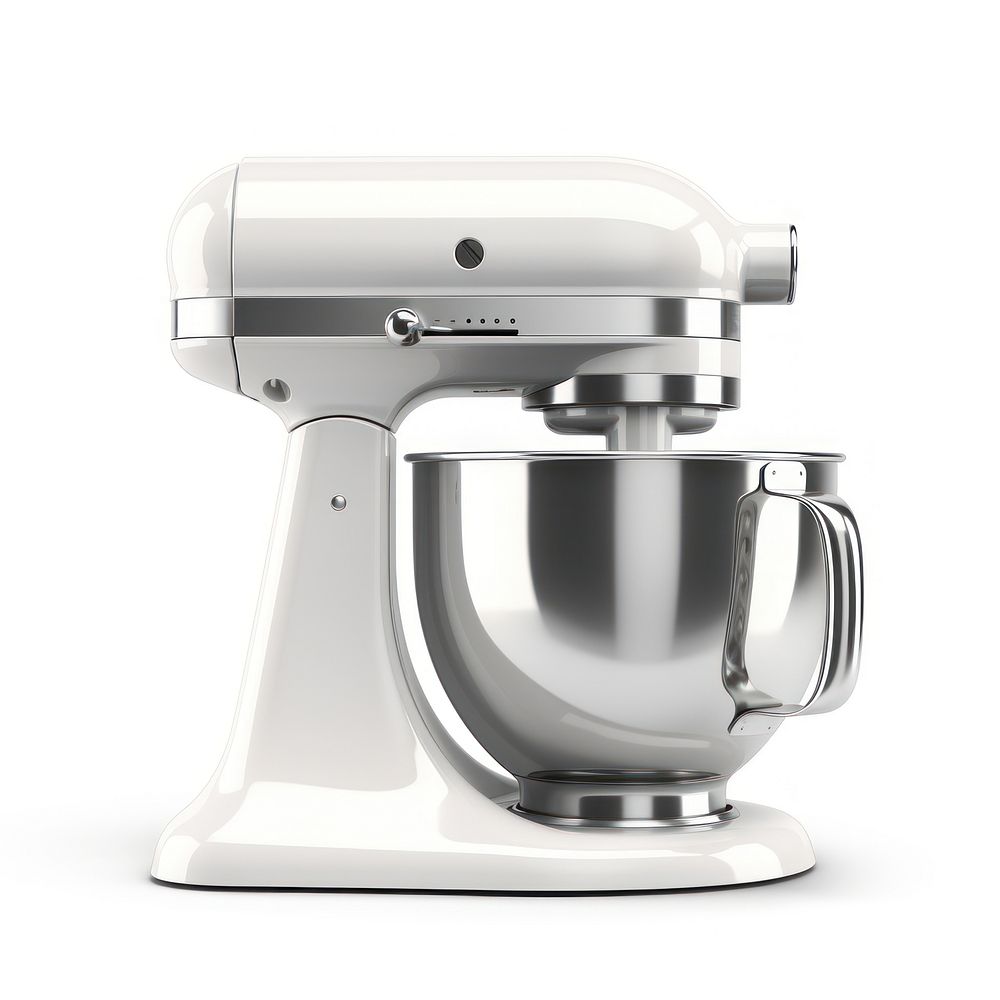 White electric mixer with stainless steel white background technology appliance. AI generated Image by rawpixel.