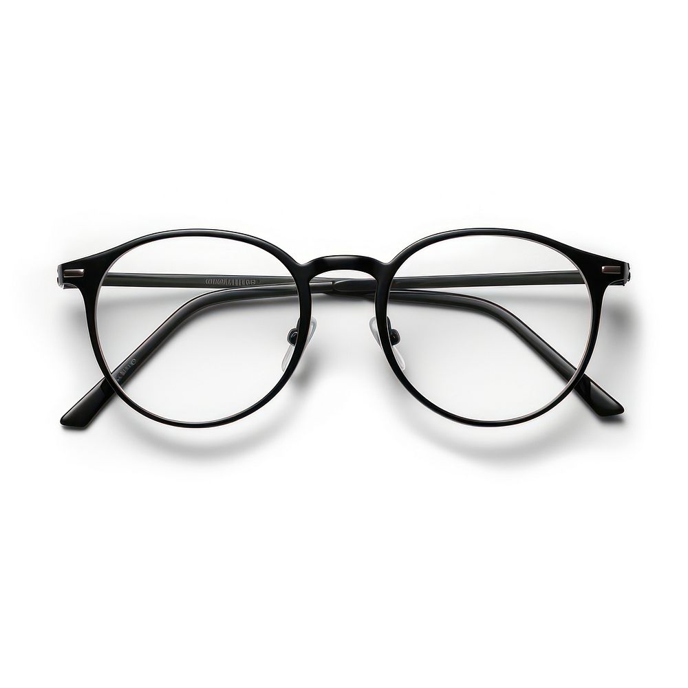 Black round eyeglasses with thin metal frame gothic style white background accessories accessory. AI generated Image by…