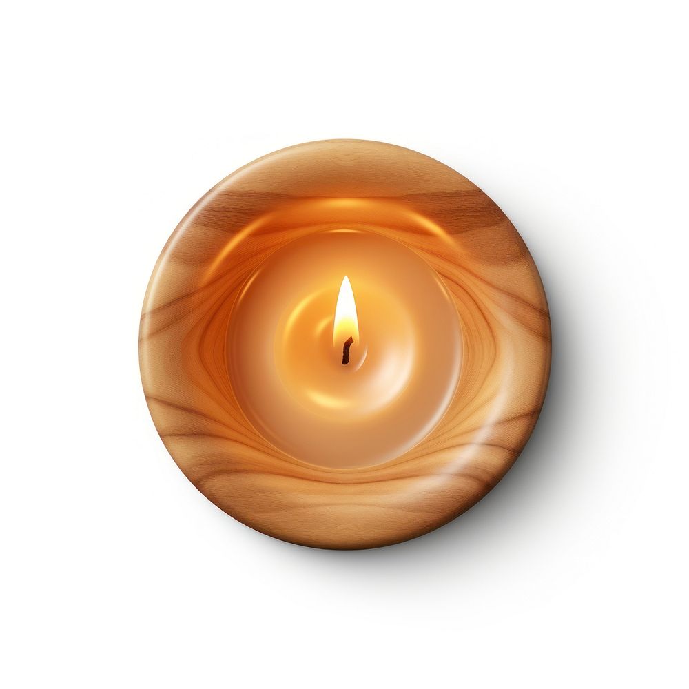 Burning candle with light wooden fire white background illuminated. AI generated Image by rawpixel.