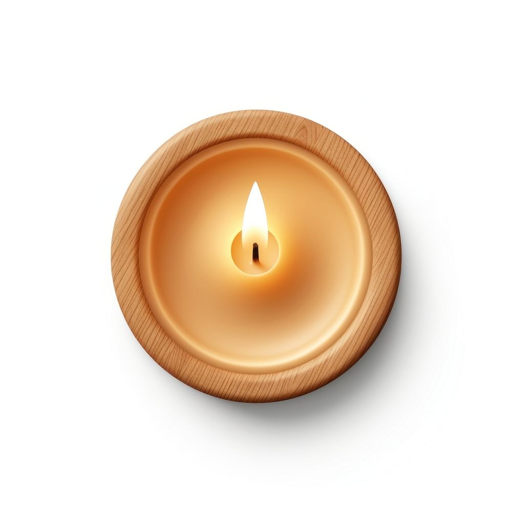 Burning candle with wooden fire white background illuminated. AI generated Image by rawpixel.