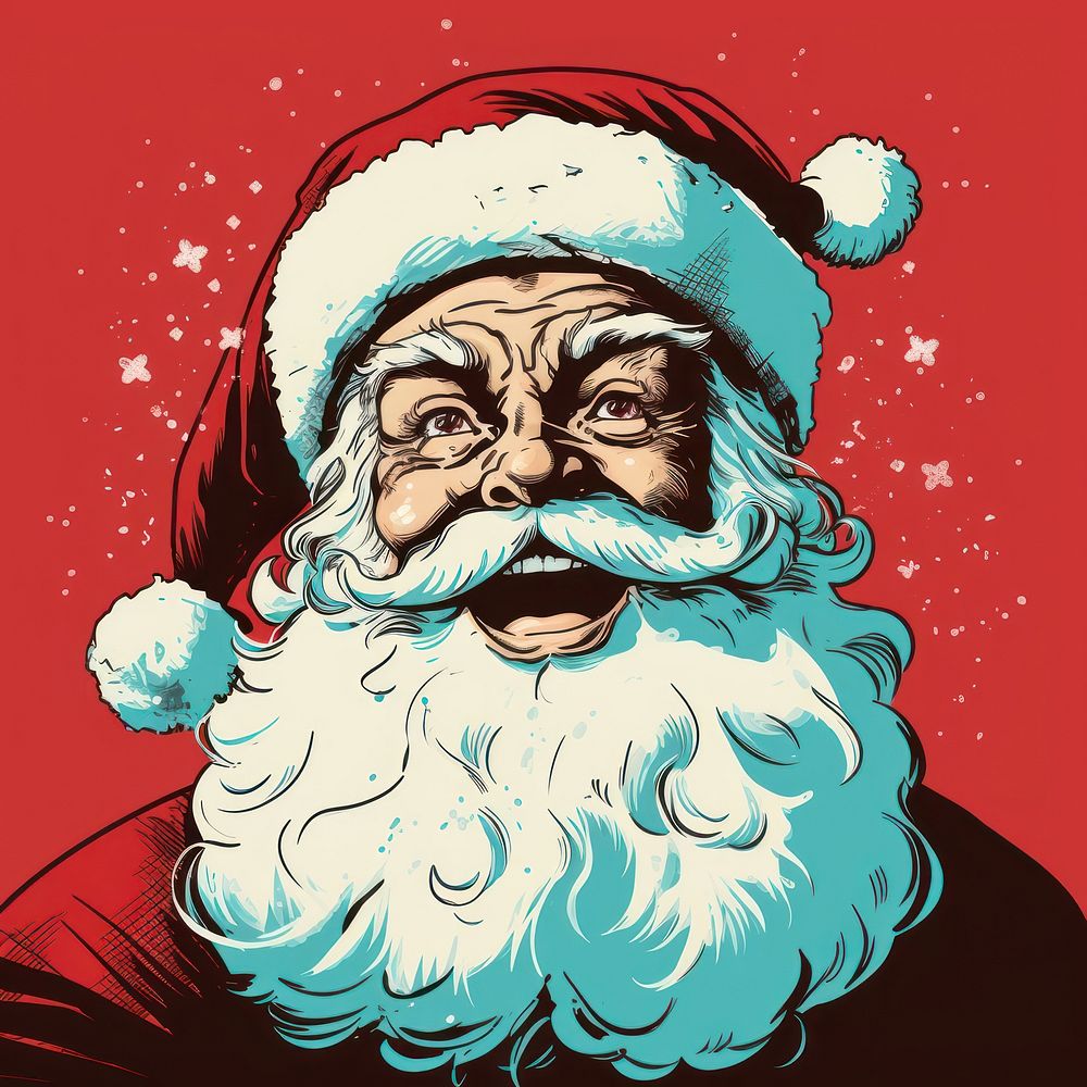 Santa portrait drawing sketch. AI generated Image by rawpixel.