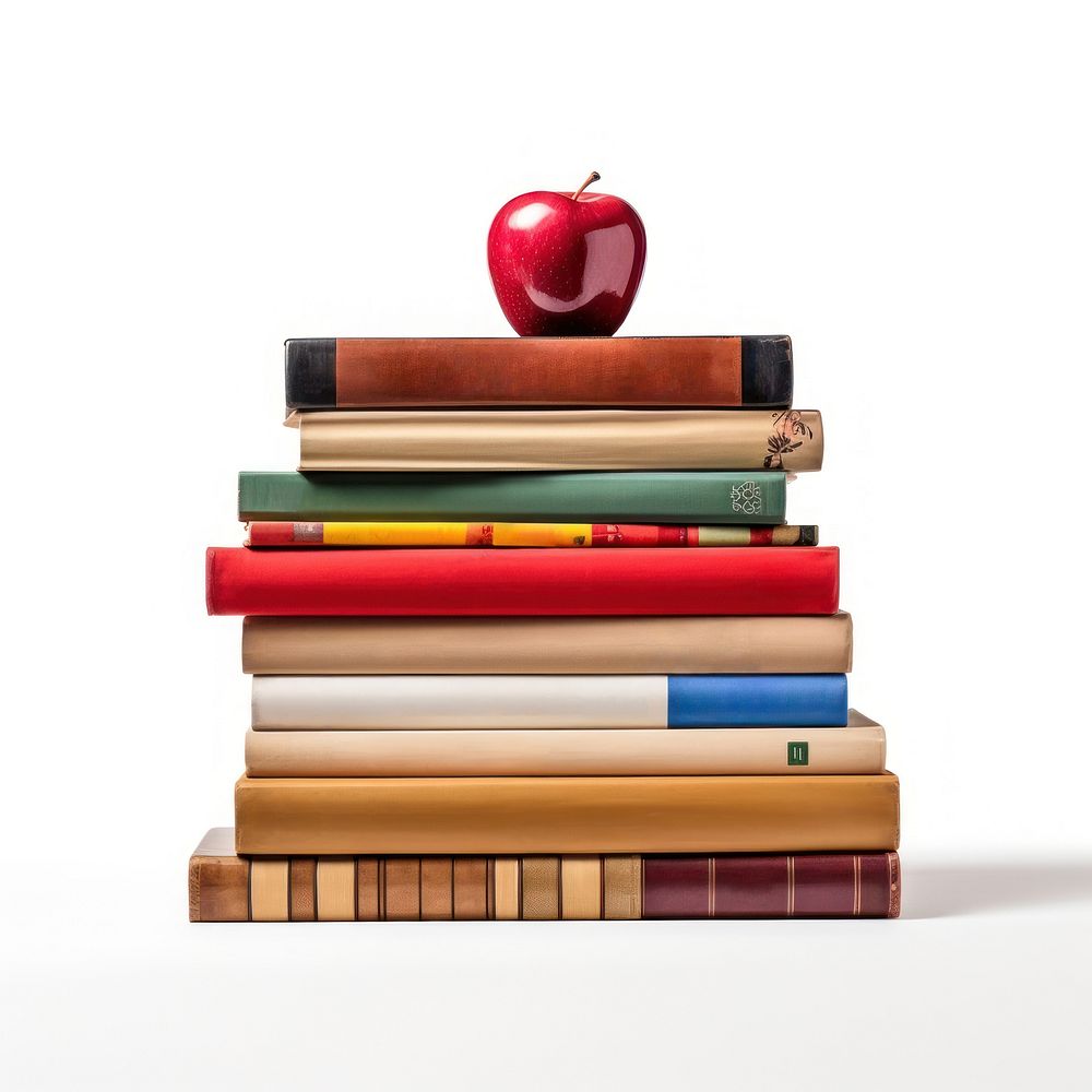 College textbooks publication apple fruit. AI generated Image by rawpixel.