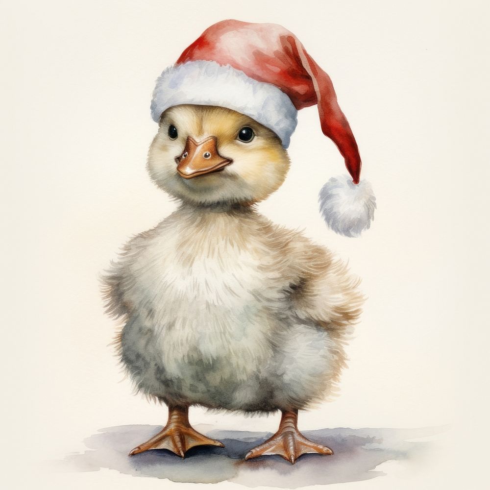 A duckling wearing festive Santa Hats animal bird beak. AI generated Image by rawpixel.