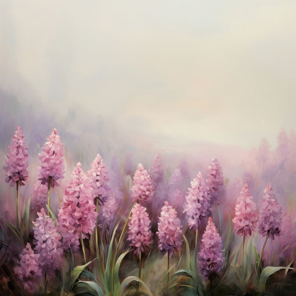 Painting of hyacinth border outdoors blossom nature. AI generated Image by rawpixel.