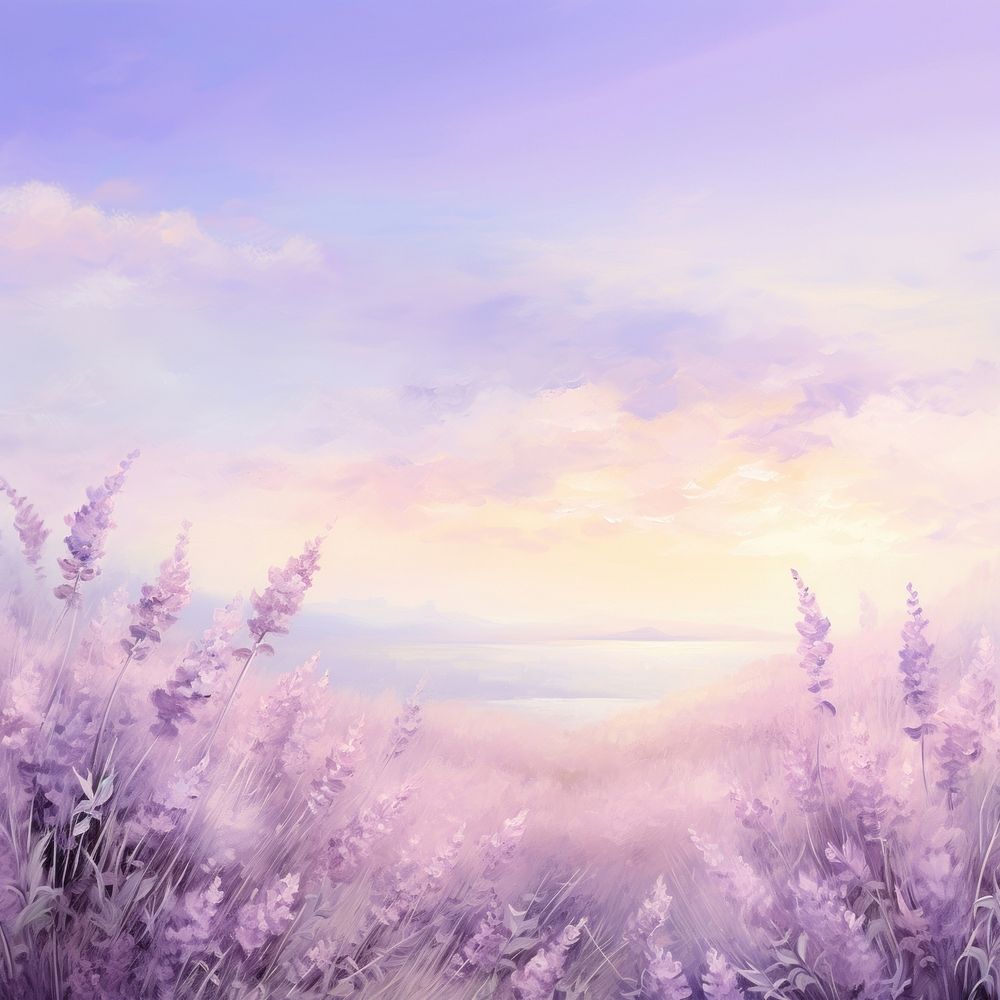 Painting of lavender border backgrounds landscape outdoors. AI generated Image by rawpixel.