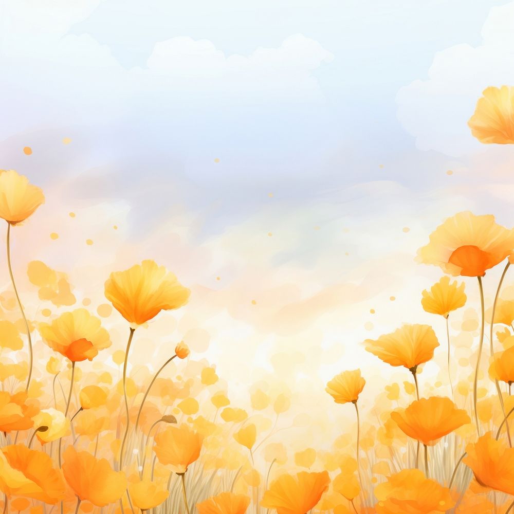 Painting of marigold border backgrounds outdoors nature. AI generated Image by rawpixel.