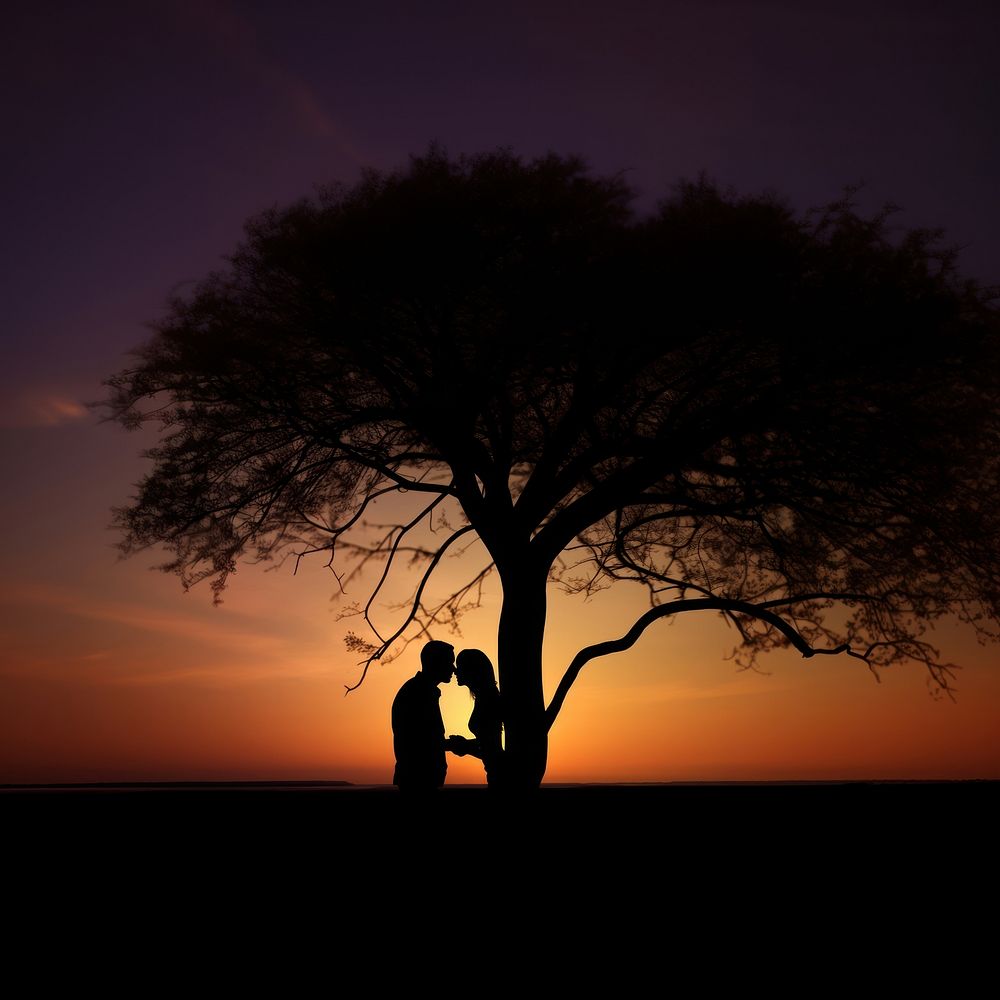 Lover silhouette backlighting outdoors. AI generated Image by rawpixel.
