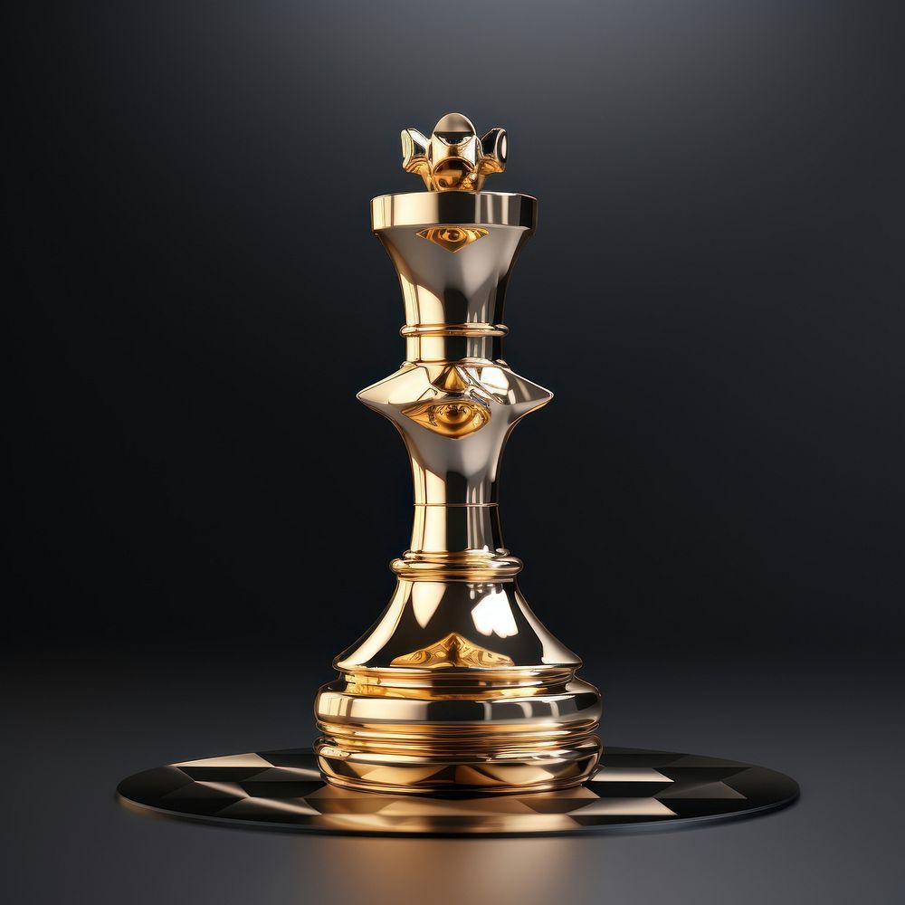 Queen chess trophy metal gold. AI generated Image by rawpixel.