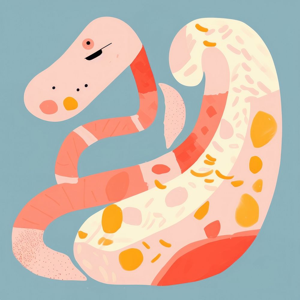 One big snake cartoon reptile drawing. AI generated Image by rawpixel.