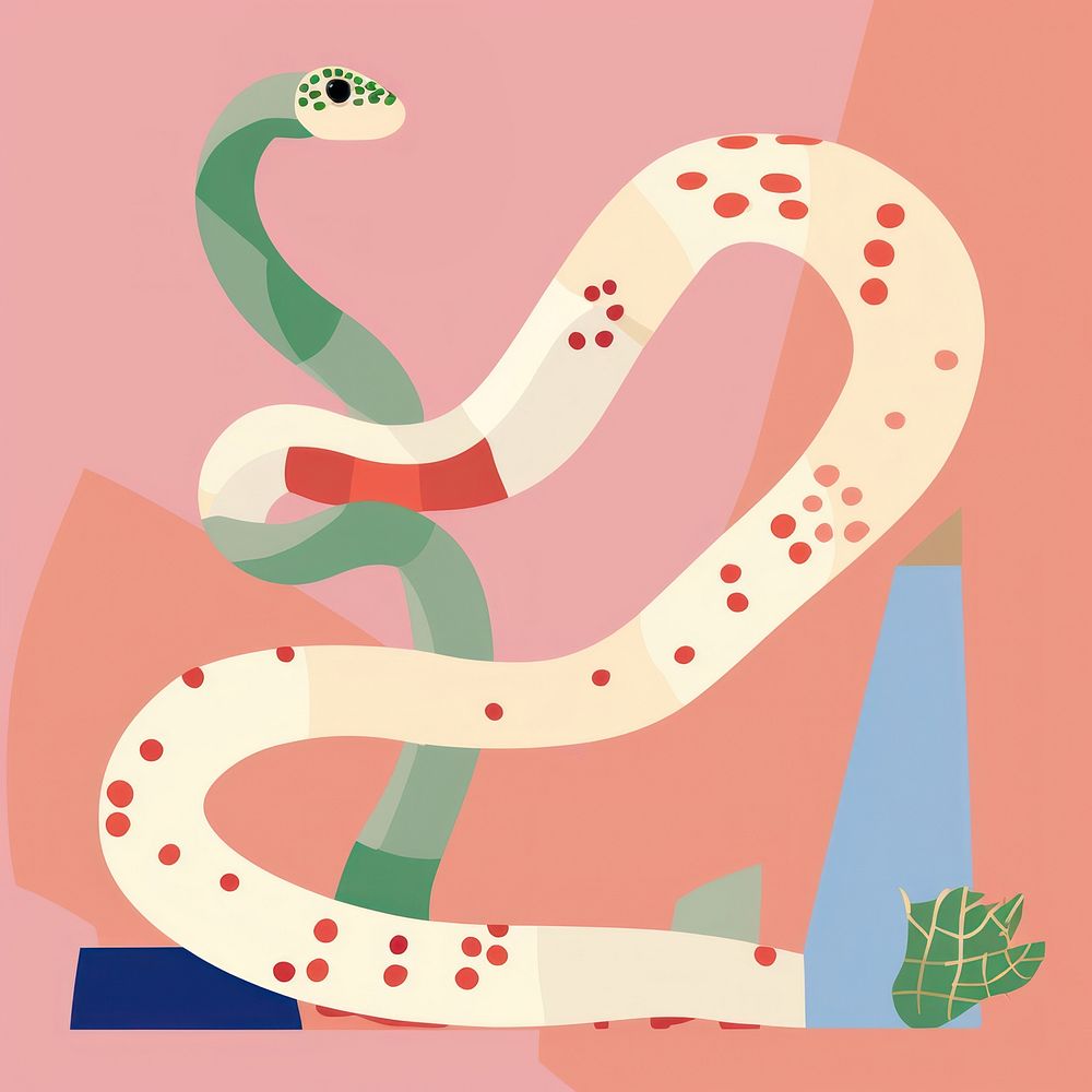 One big snake art cartoon drawing. AI generated Image by rawpixel.