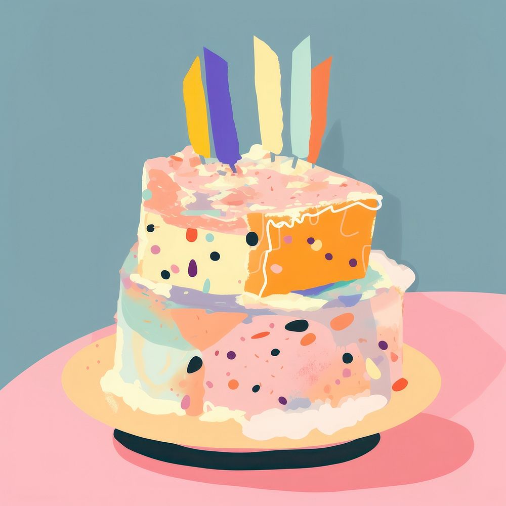 Birthday cake dessert cartoon icing. AI generated Image by rawpixel.