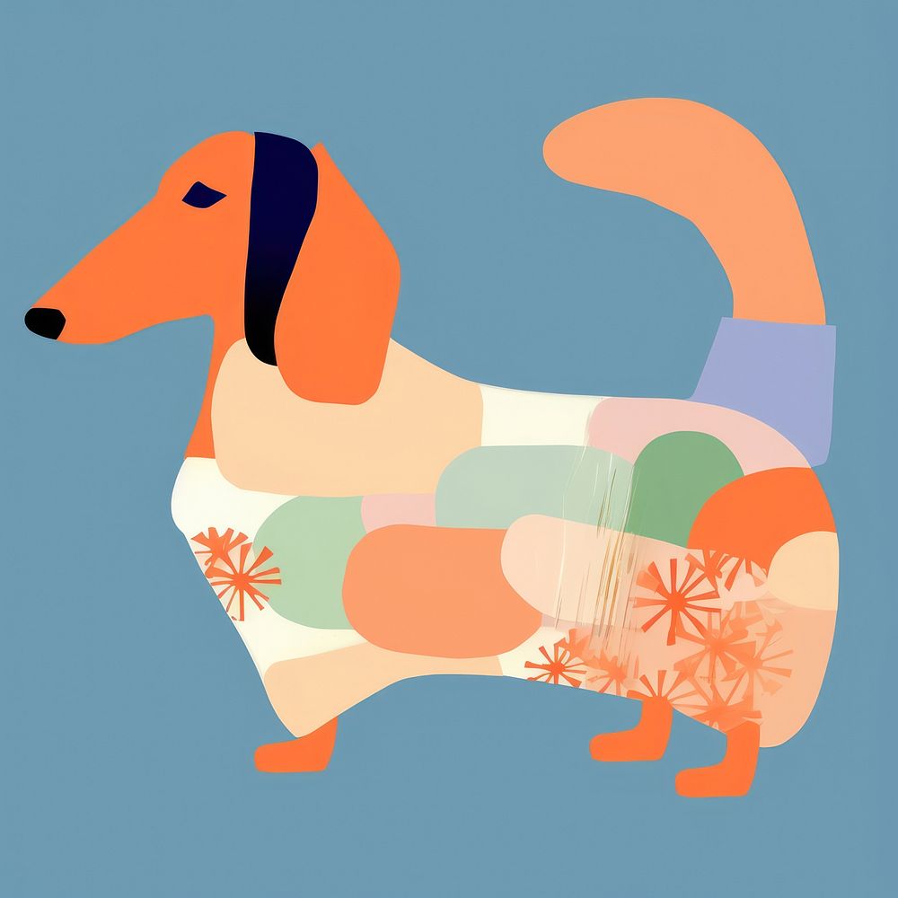 Dachshund dog cartoon drawing animal. AI generated Image by rawpixel.