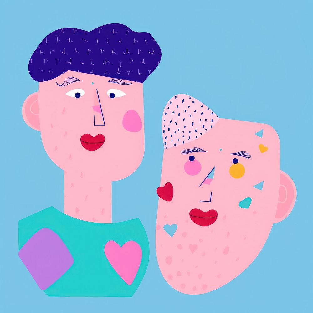 Lover couple drawing art cartoon. AI generated Image by rawpixel.