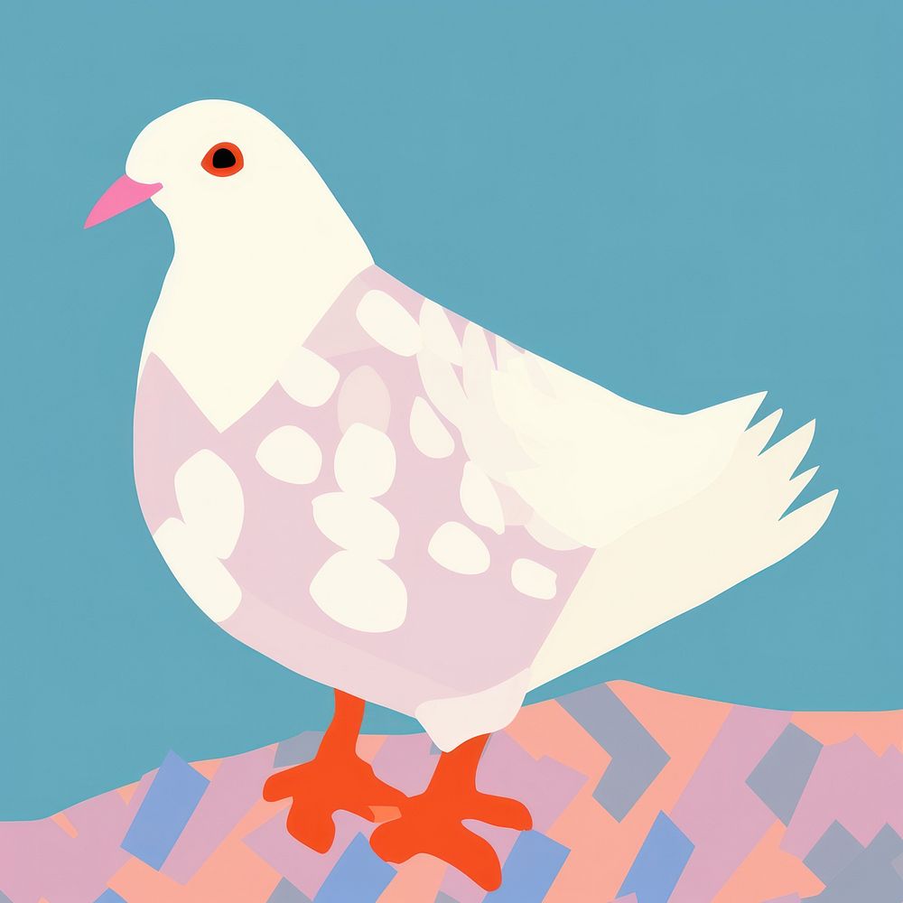 White pigeon cartoon animal bird. AI generated Image by rawpixel.