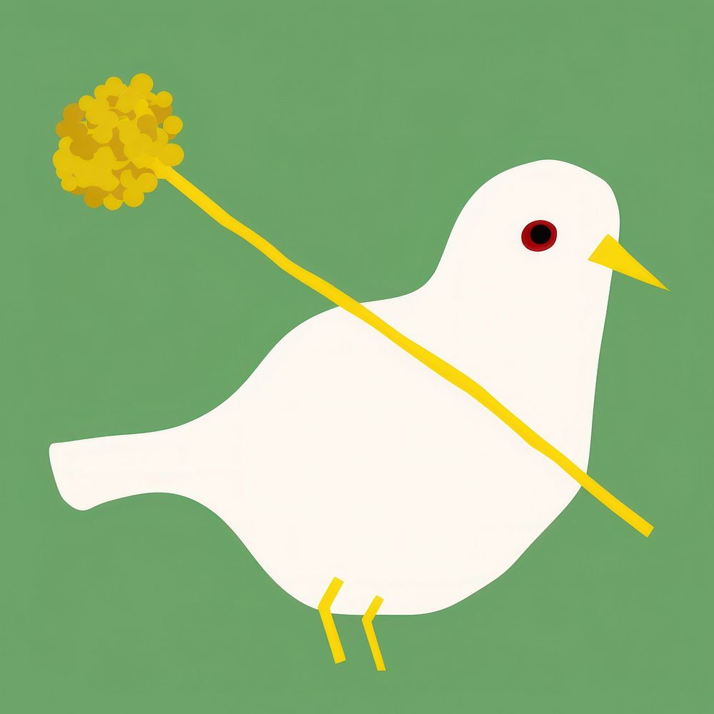 White pigeon fly with olive stick in mouth cartoon animal bird. AI generated Image by rawpixel.