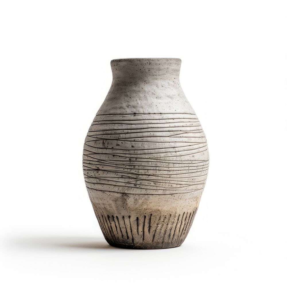Cement vase pottery white background earthenware. AI generated Image by rawpixel.