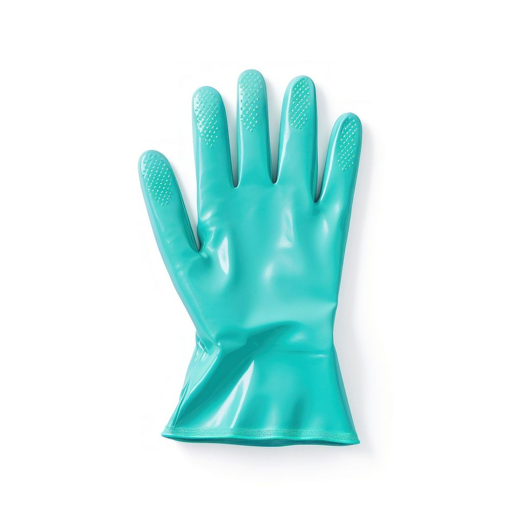 Cleaning glove white background protection turquoise. AI generated Image by rawpixel.