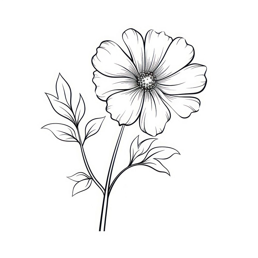 Flower drawing sketch plant. AI generated Image by rawpixel.