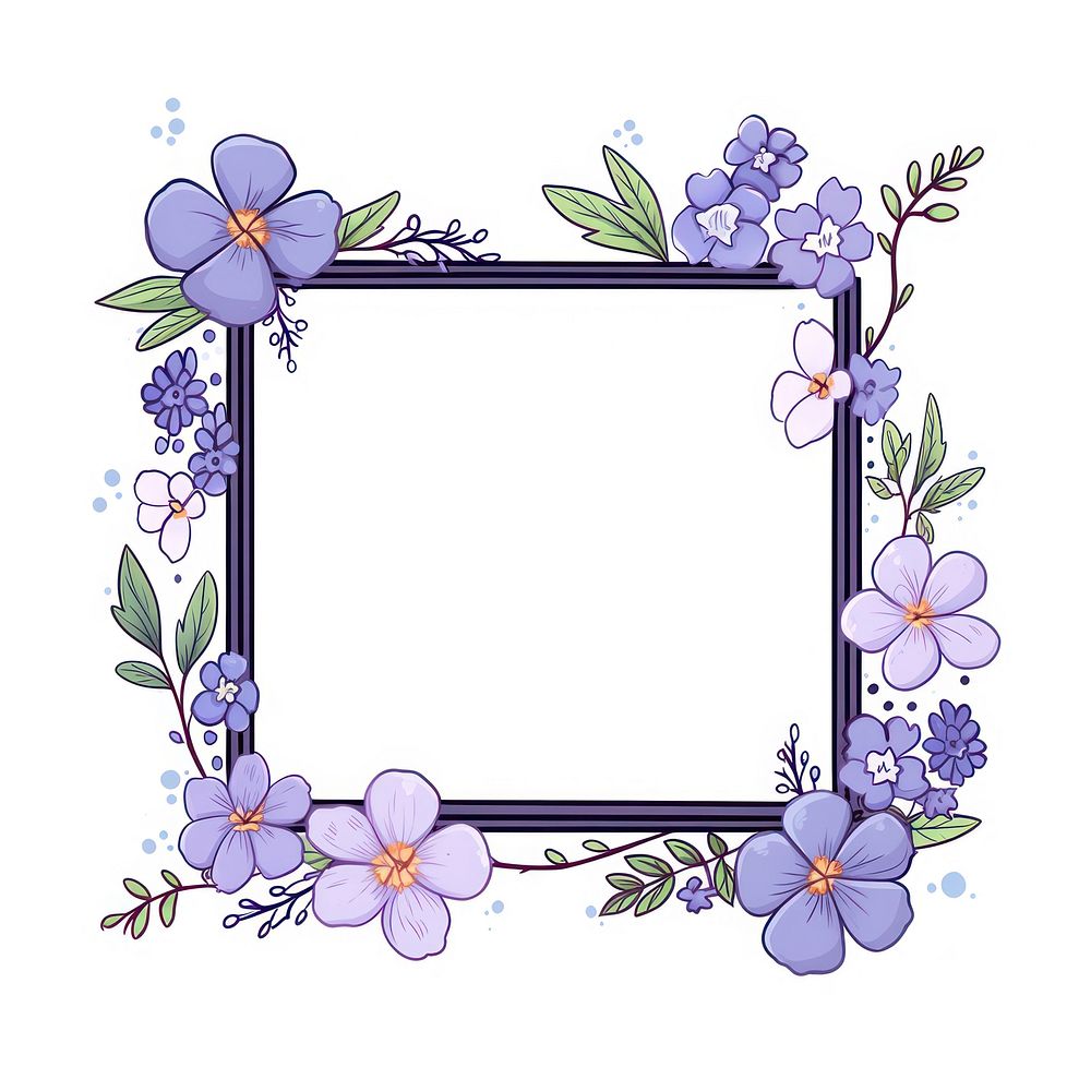 Violet flower pattern plant frame. AI generated Image by rawpixel.