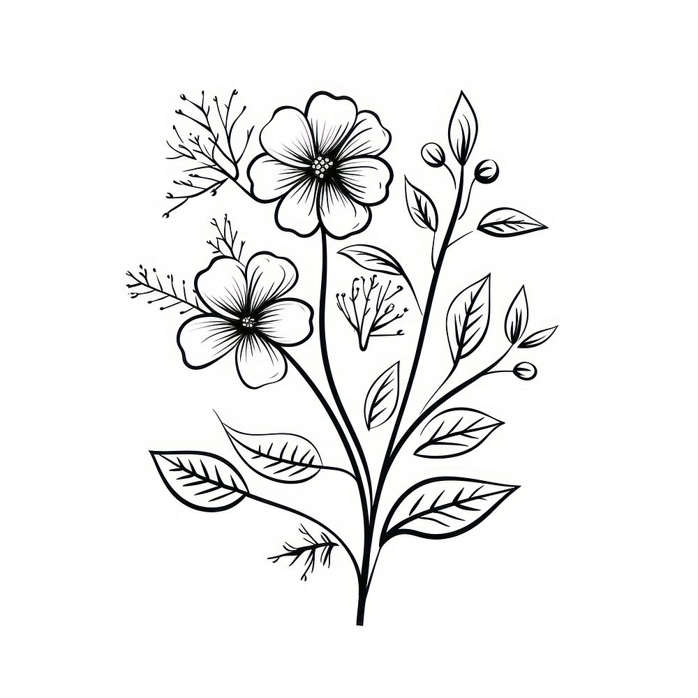 Floral plant pattern drawing. AI generated Image by rawpixel.