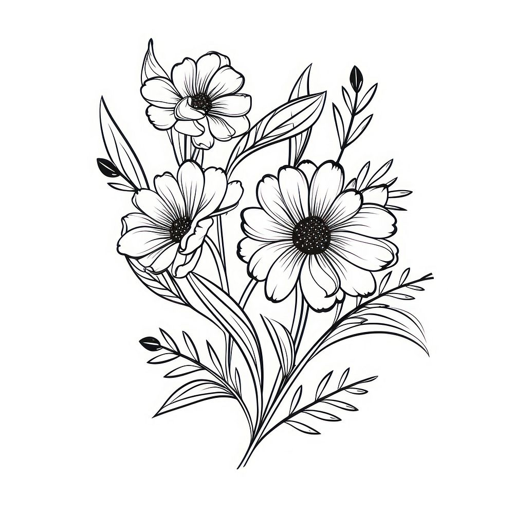 Floral plant pattern drawing. AI generated Image by rawpixel.