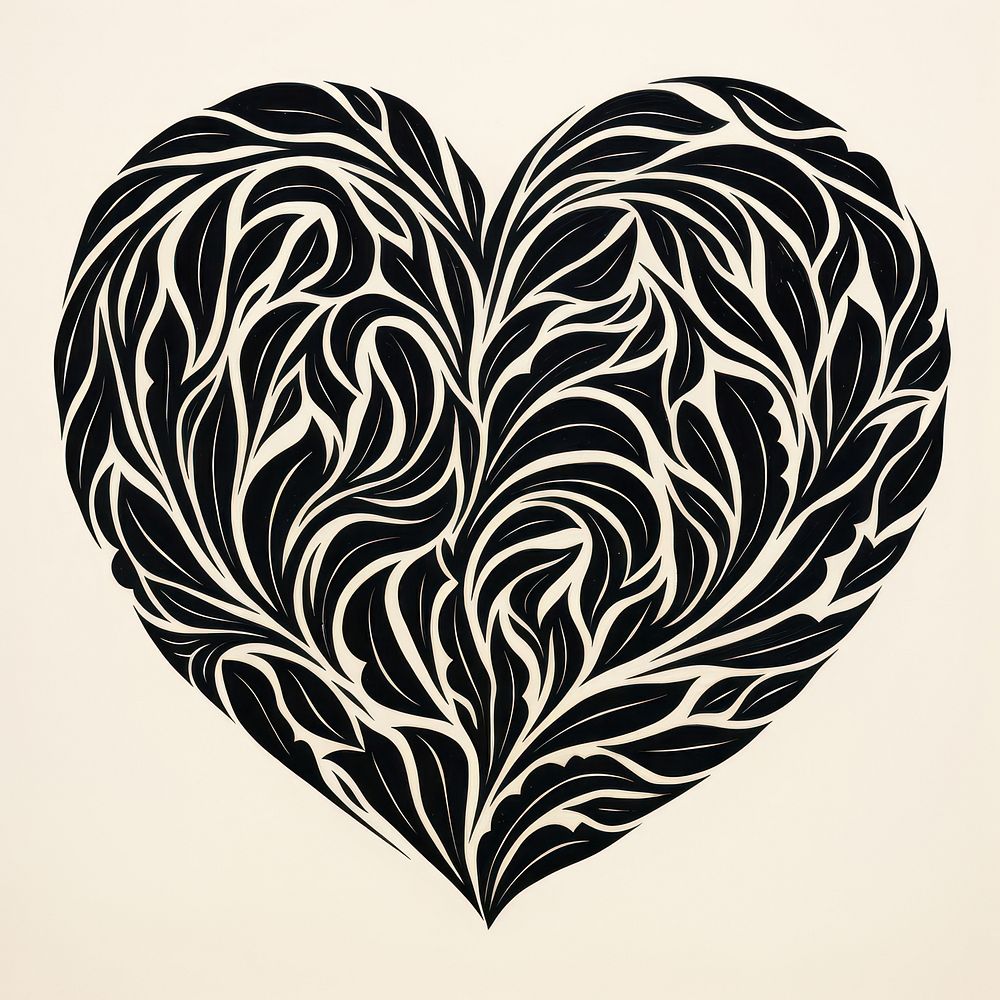 Heart pattern calligraphy creativity. AI generated Image by rawpixel.