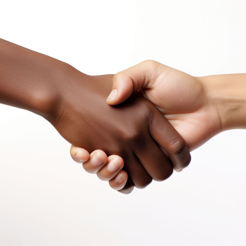Handshake finger white background togetherness. AI generated Image by rawpixel.