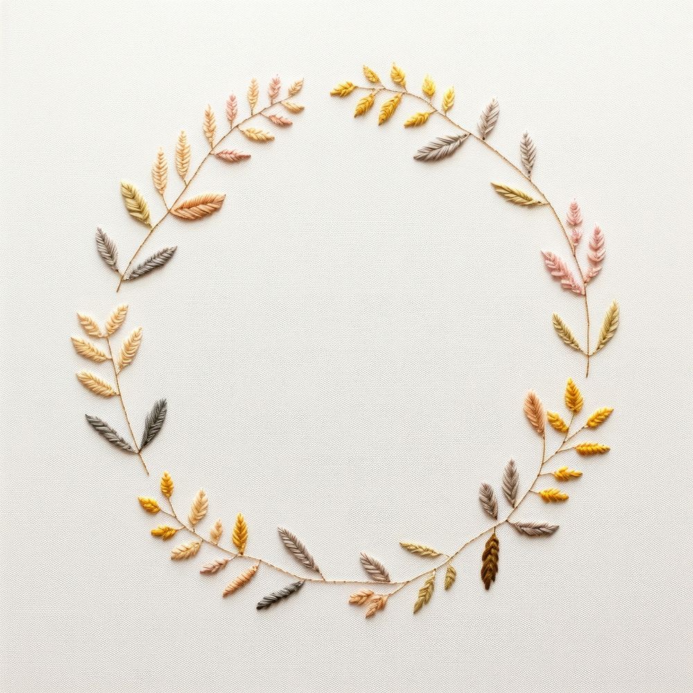 Little autumn leaves circle border pattern embroidery celebration. AI generated Image by rawpixel.