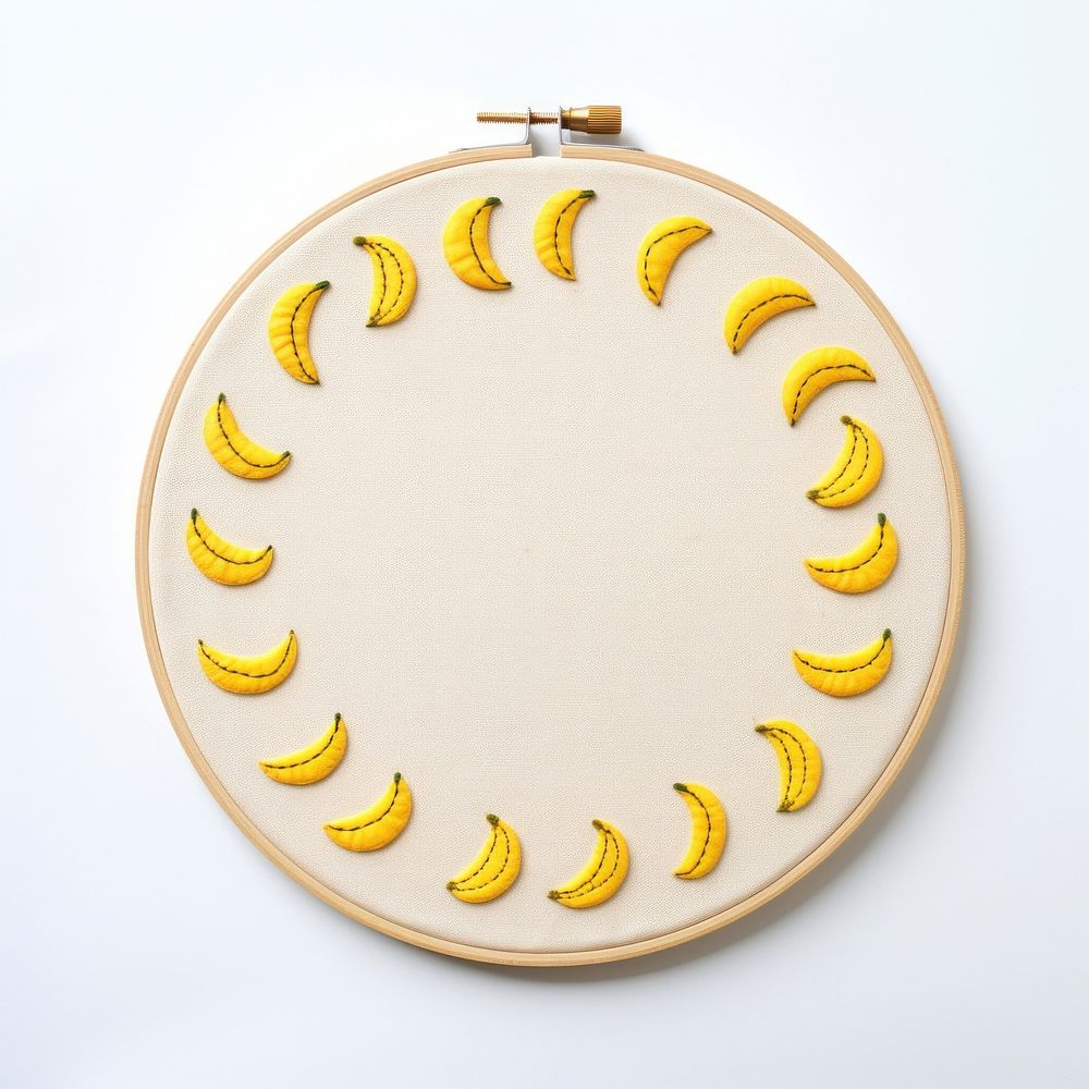 Little banana circle border embroidery pattern crescent. AI generated Image by rawpixel.