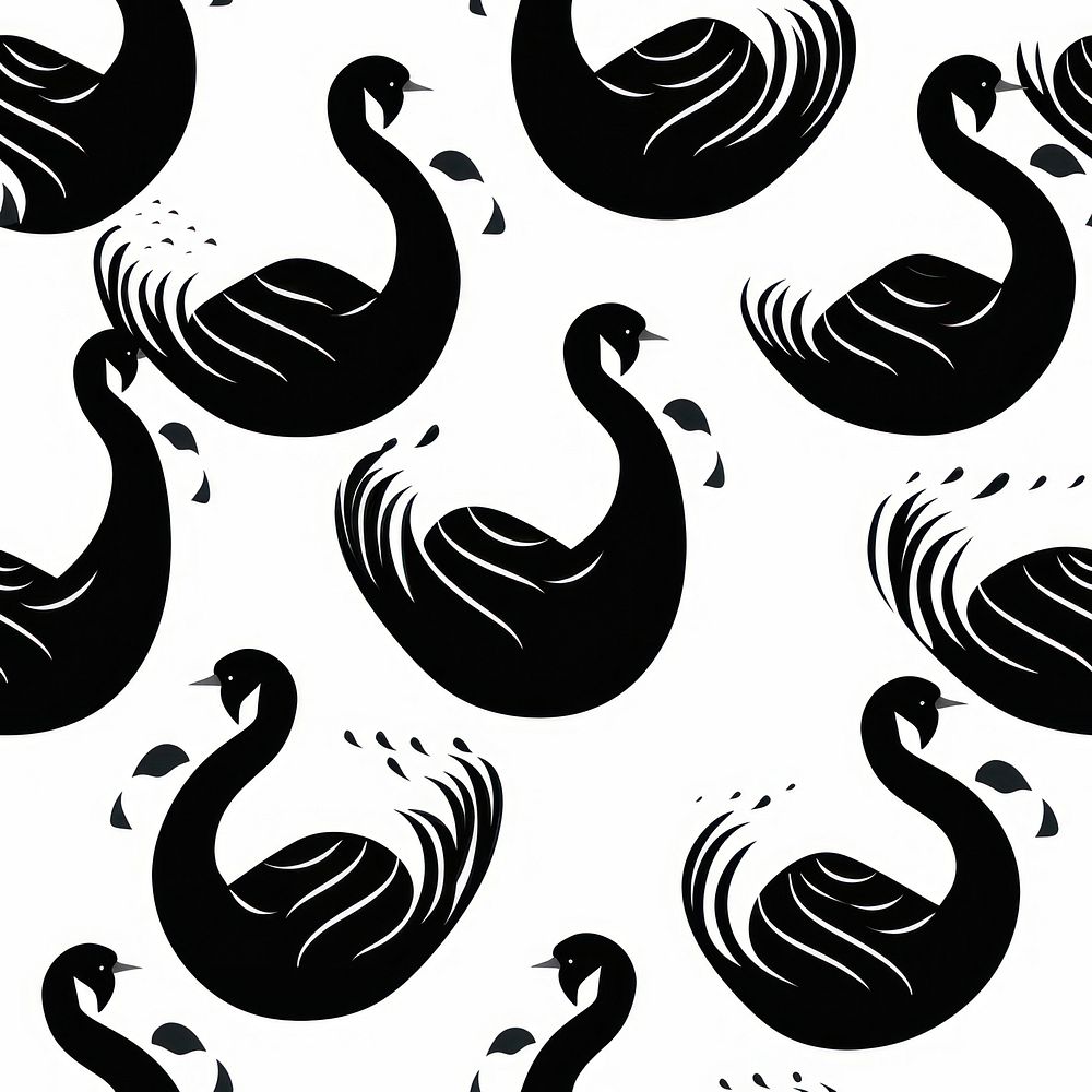 Brush paint swan black harmony pattern backgrounds animal bird. AI generated Image by rawpixel.