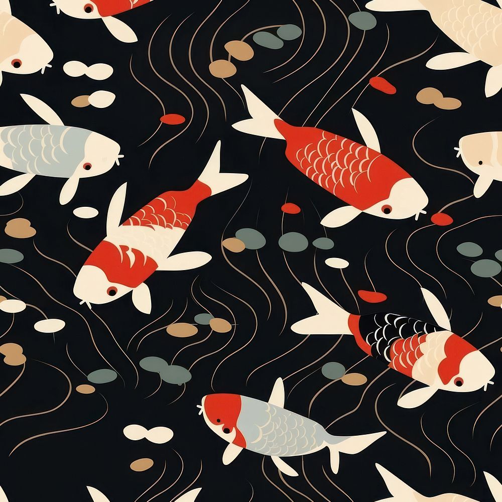 Geometric Koi fish pattern koi backgrounds animal. AI generated Image by rawpixel.