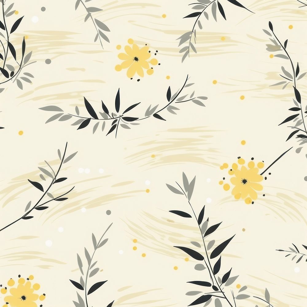 Pastel yellow chinese brush painting pattern backgrounds wallpaper. AI generated Image by rawpixel.